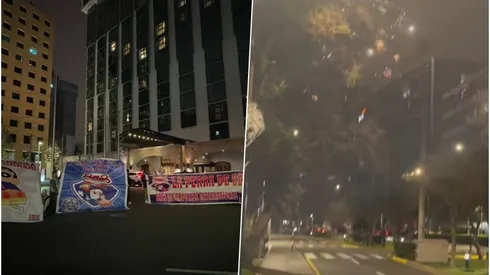 Los hinchas de Alianza Lima en el hotel de la U en Perú.