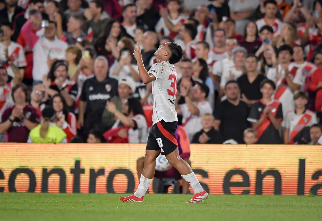 Ian Subiabre anotó un gol en River Plate ante Rosario Central. (Marcelo Endelli/Getty Images).