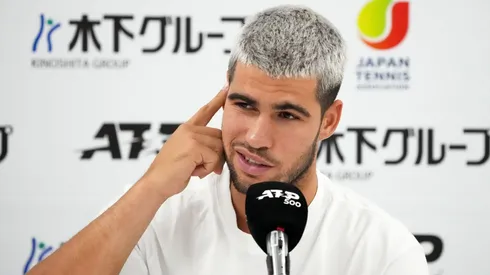 Carlos Alcaraz en conferencia de prensa en el ATP de Tokio