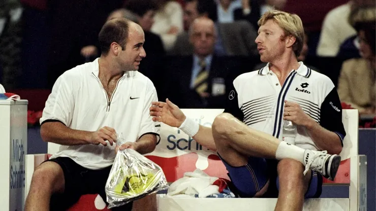 Andre Agassi y Boris Becker en 1998