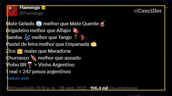 El polémico posteo de Flamengo que desató molestia en redes sociales. Luego lo borró.