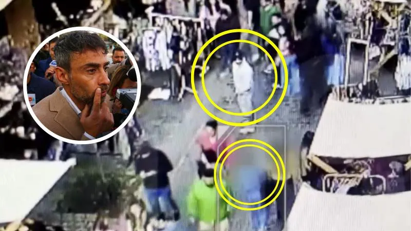 Tele 13 mostró el video donde se cruza con una de las denunciantes y luego va a encararla. Foto: Canal 13.