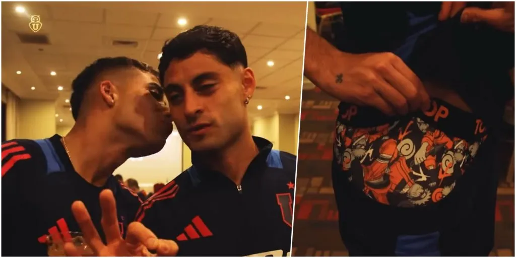 Lucas Assadi agradeció en cámara a Javier Altamirano por su nueva cábala en la U, donde después cumplió con un gol. Foto: U de Chile.