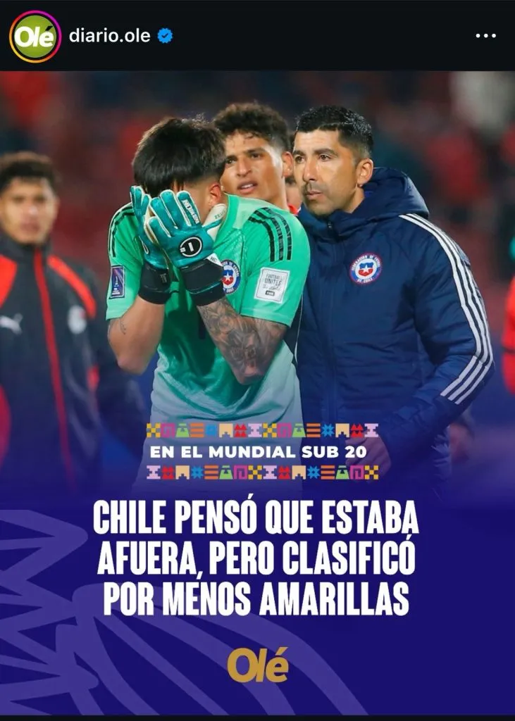 La placa del medio argentino Olé.