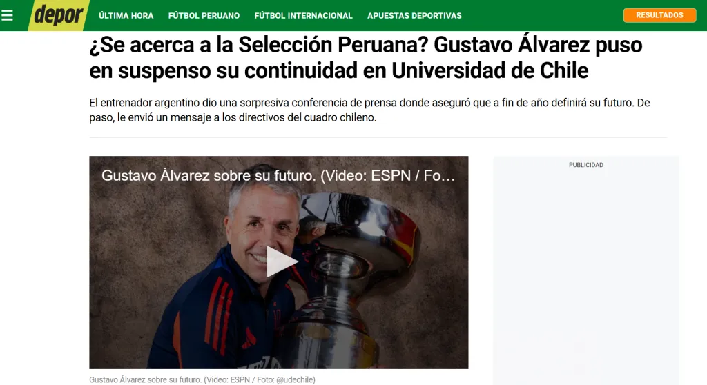 Los medios peruanos replican la información de Gustavo Álvarez.