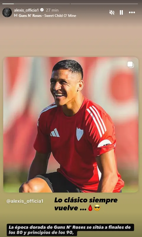 Alexis Sánchez apuntó a lo “clásico” en medio de rumores sobre una vuelta a Chile. Foto: Instagram.