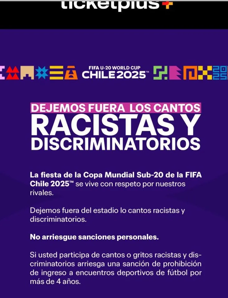 El comunicado oficial dirigido a los hinchas chilenos
