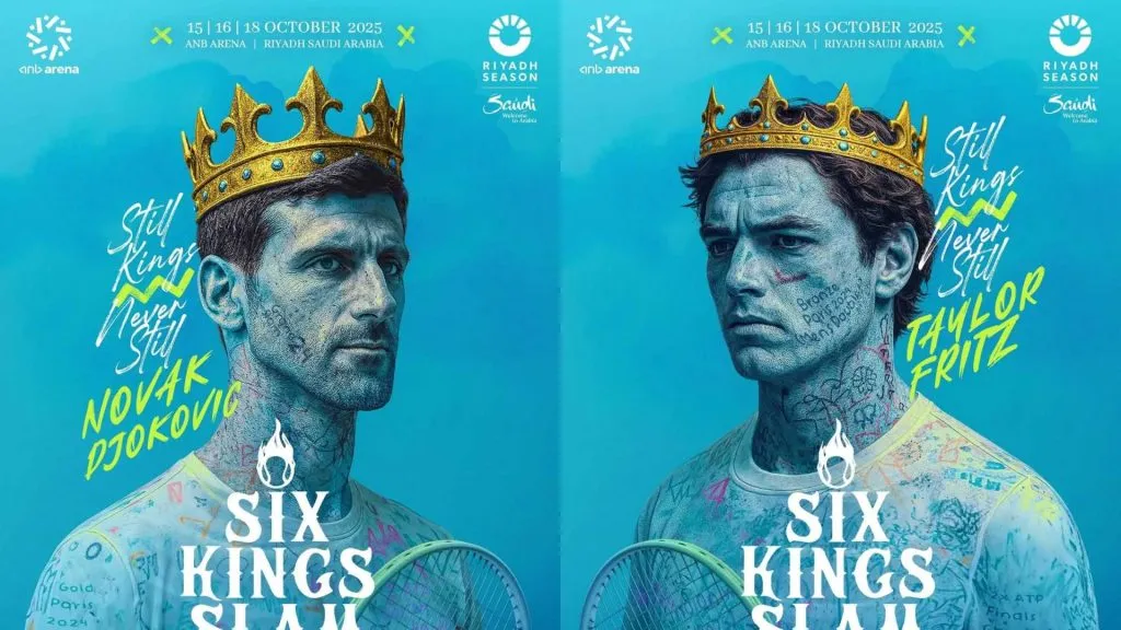 Djokovic y Fritz se medirán por el 3° puesto del Six Kings Slam 2025. (Imágenes: @sixkingsslamriyadh)