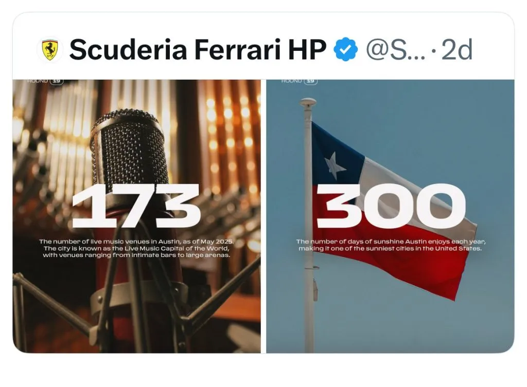El post de Ferrari con la bandera de Chile.