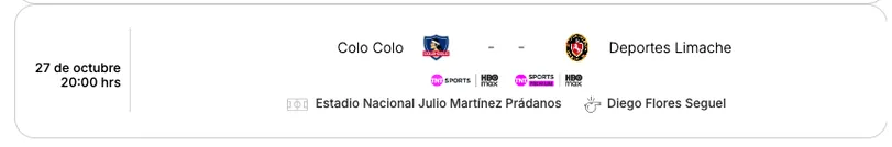 Colo Colo vs Limache: En la página del campeonato nacional aún aparece con el horario de las 20:00 horas