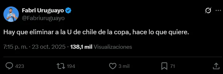 El tweet de la polémica. (Captura)
