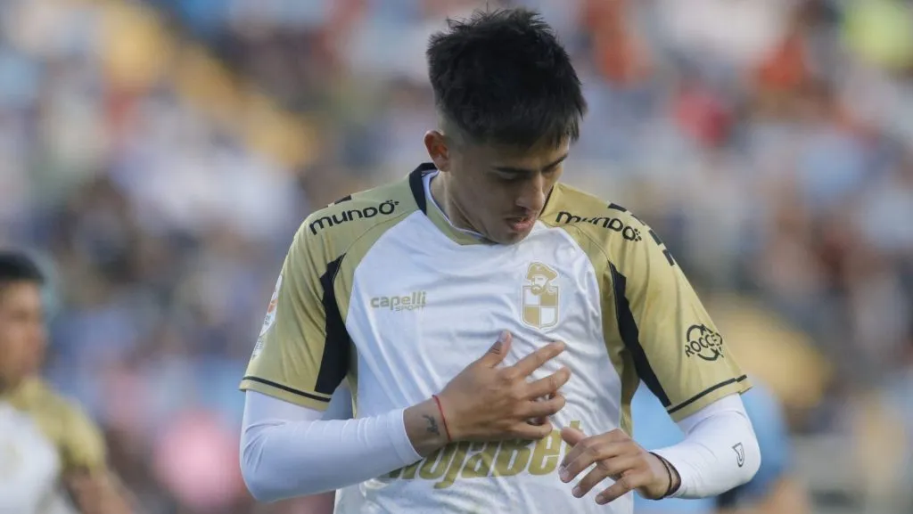 Palavecino celebró así ante O’Higgins. (Jorge Loyola/Photosport).