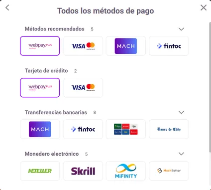 Tonybet métodos de pago