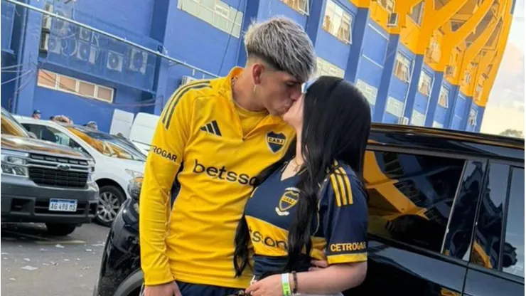 Palacios con su pareja en La Bombonera