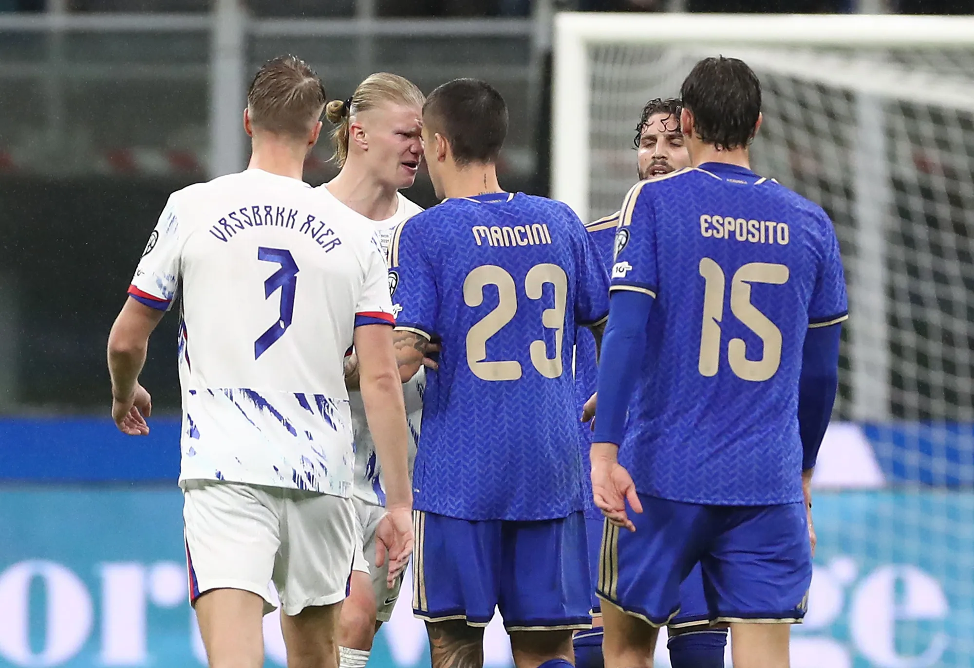 Haaland y su particular duelo contra Mancini en el Italia-Noruega.