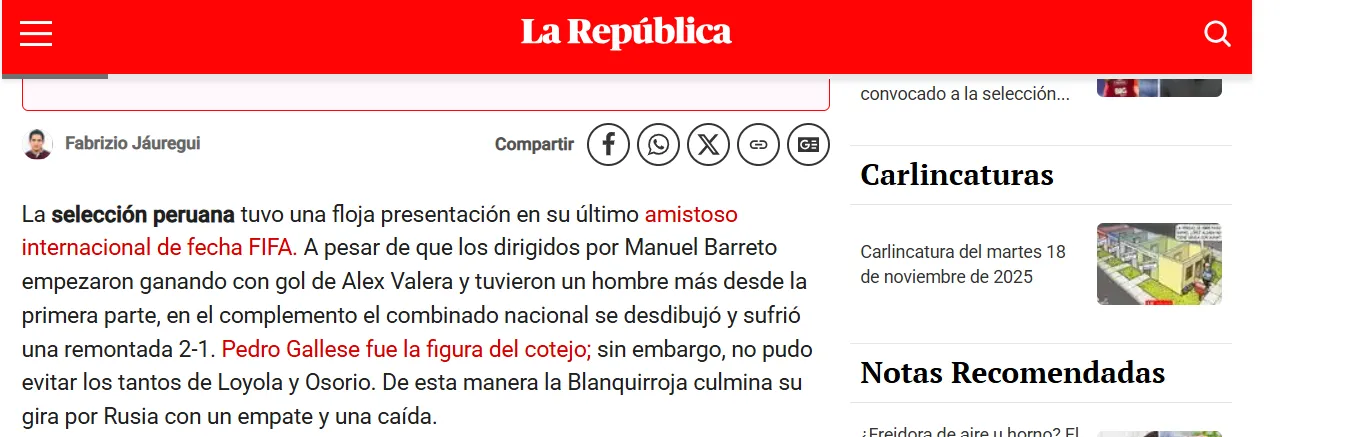 La República profundizó en los errores de Perú en el amistoso vs. Chile. (Foto: Captura)