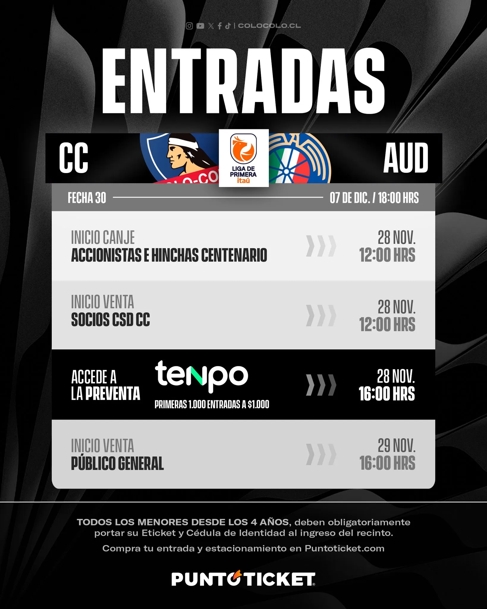 El proceso de entradas para el Colo Colo vs Audax Italiano en el Estadio Monumental. 