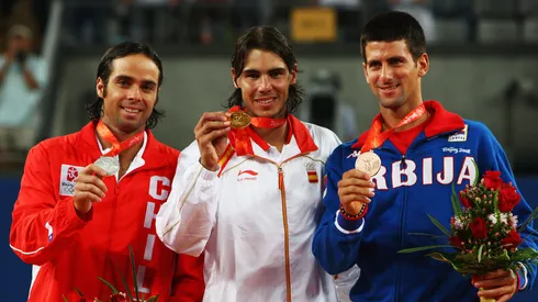 El podio del tenis en los Juegos Olímpicos de Beijing 2008.