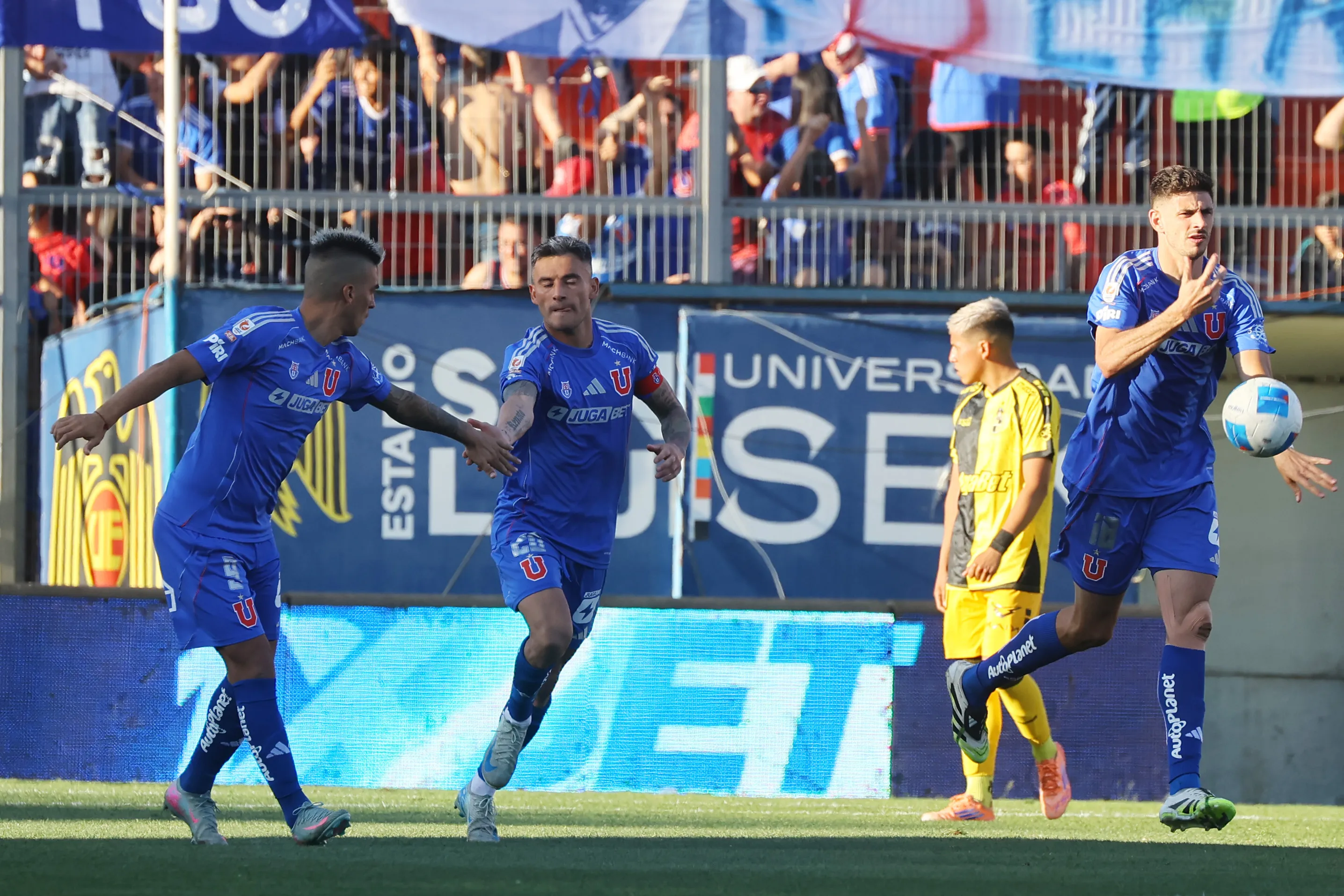 Leandro Fernández celebró así el gol de Charles Aránguiz ante Coquimbo Unido. (Jonnathan Oyarzun/Photosport).