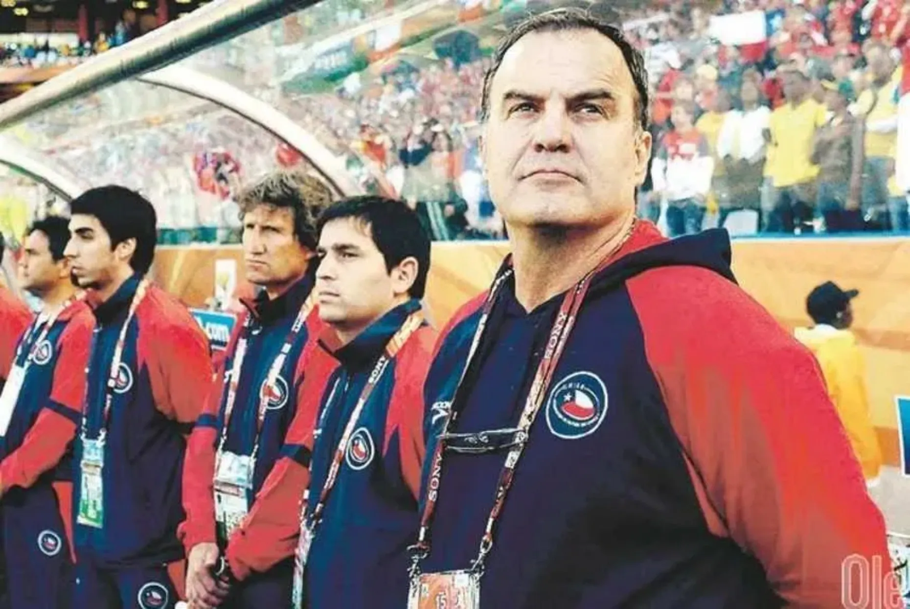 Paqui junto a Bielsa en Sudáfrica 2010