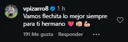 El mensaje de Pizarro en la publicación de Oroz. (Foto: Captura de Instagram)