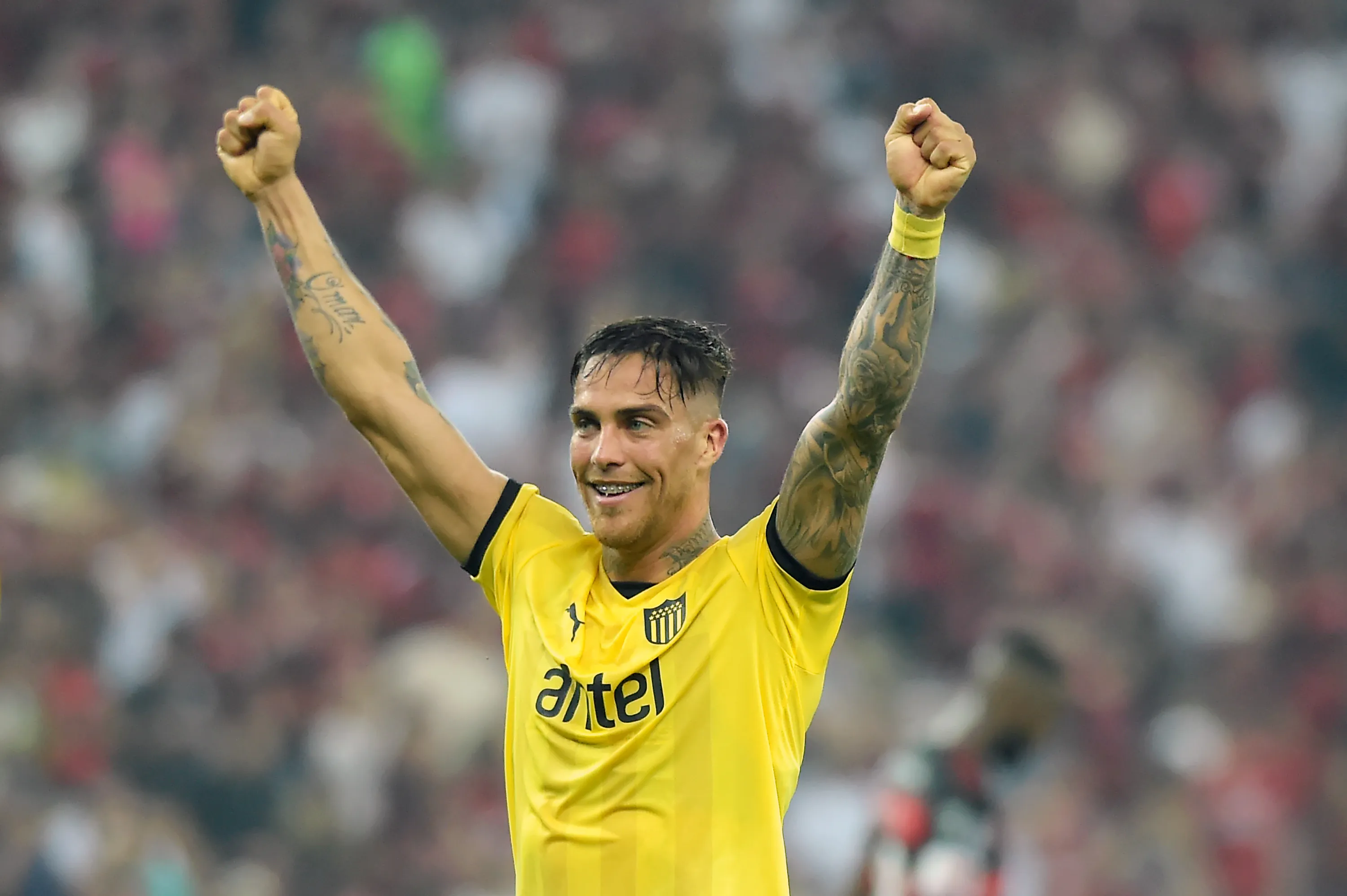 Javier Méndez fue protagonista de un especial momento tras un título de Peñarol. (Dhavid Normando/Getty Images).