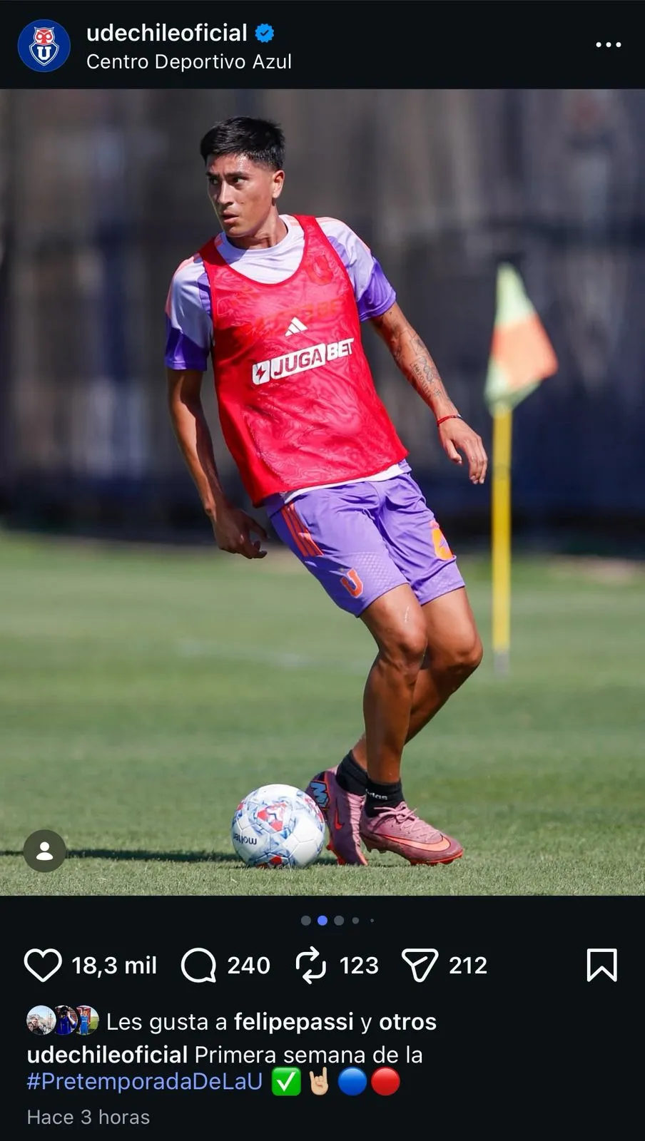El Tucu Sepúlveda sigue trabajando en la pretemporada de U de Chile.