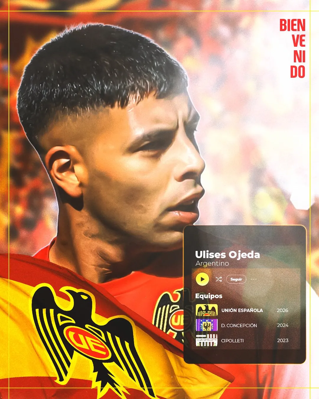 Con esta imagen Unión Española oficializó el arribo de Ulises Ojeda como flamante refuerzo.