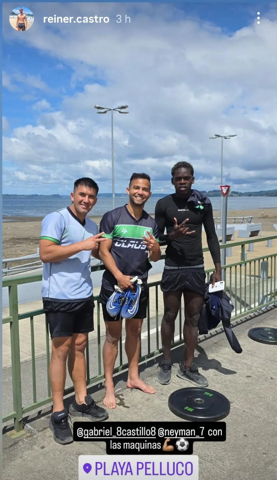 La foto de Reiner Castro en la Playa Pelluco. (Captura Instagram).