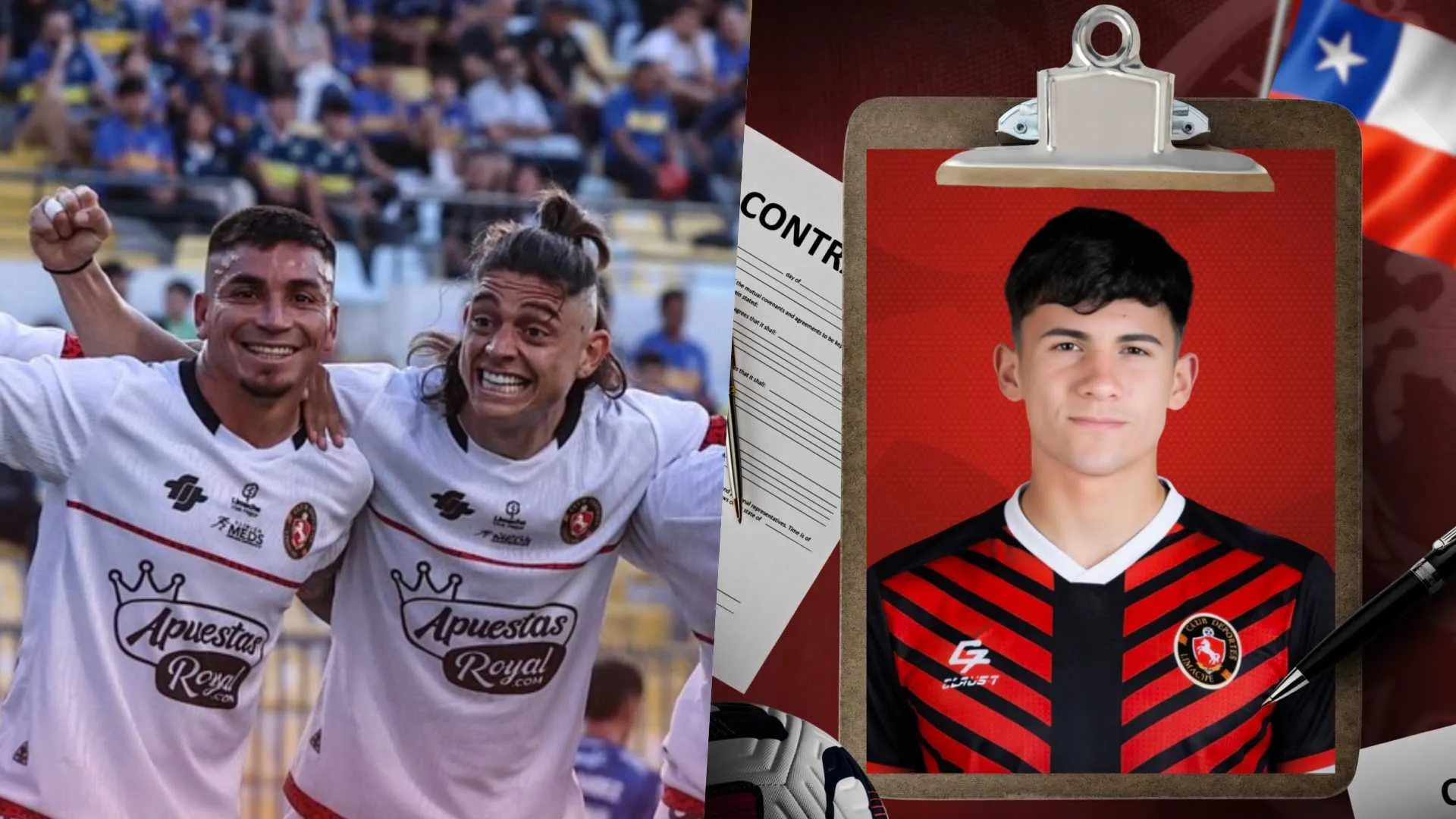 La camiseta usada vs. Everton (izquierda) y la ‘oficial’ (derecha) utilizada por Limache en redes sociales. (Foto: Deportes Limache)