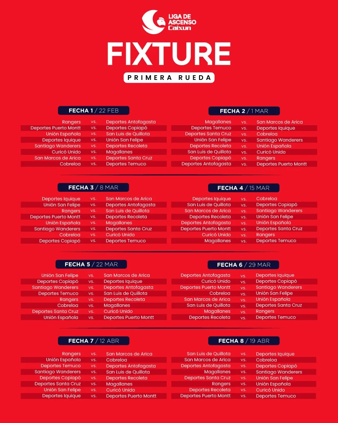 Así se programó el comienzo de la Primera B 2026