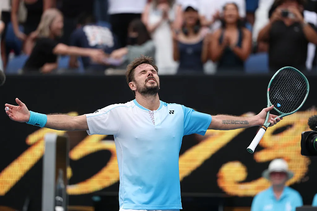 Stan Wawrinka celebra en el Australian Open 2026