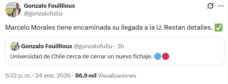 Fullú no se equivoca: asegura que la u tiene acuerdo con su quinto refuerzo.