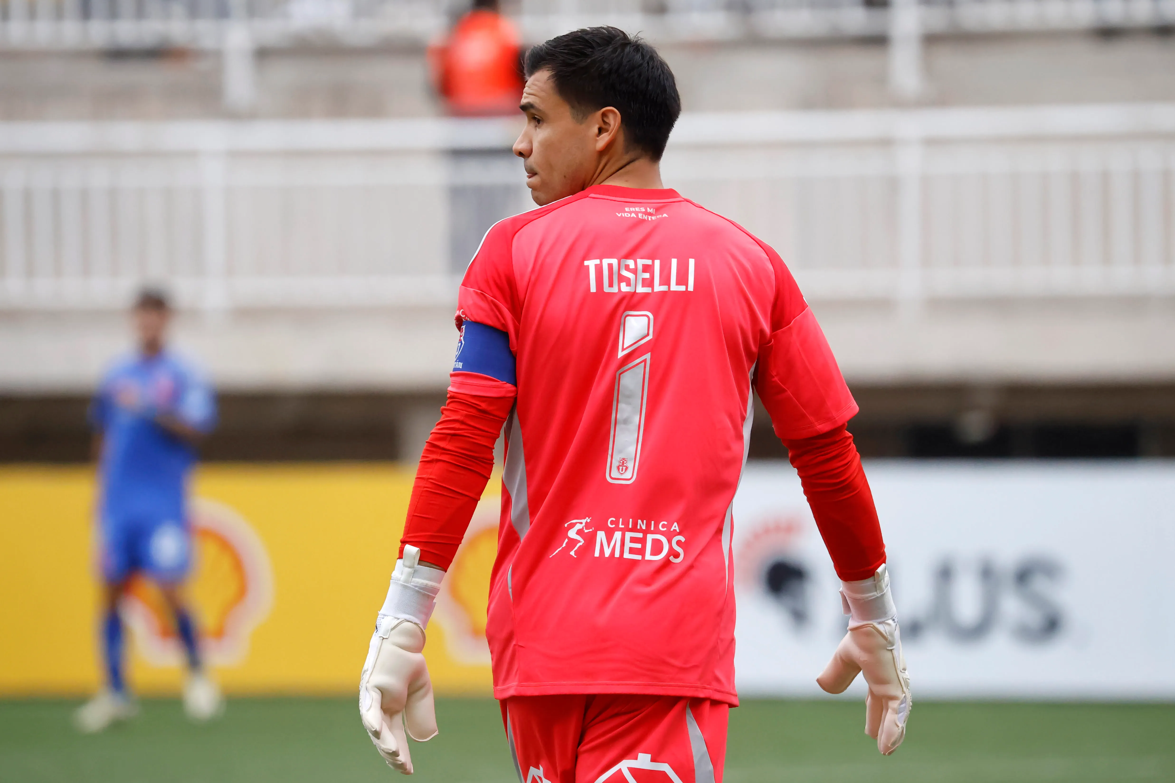 Cristopher Toselli ha sido capitán de Universidad de Chile, donde suma 26 partidos. Llegó al club en enero de 2023. (Sebastian Cisternas/Photosport).