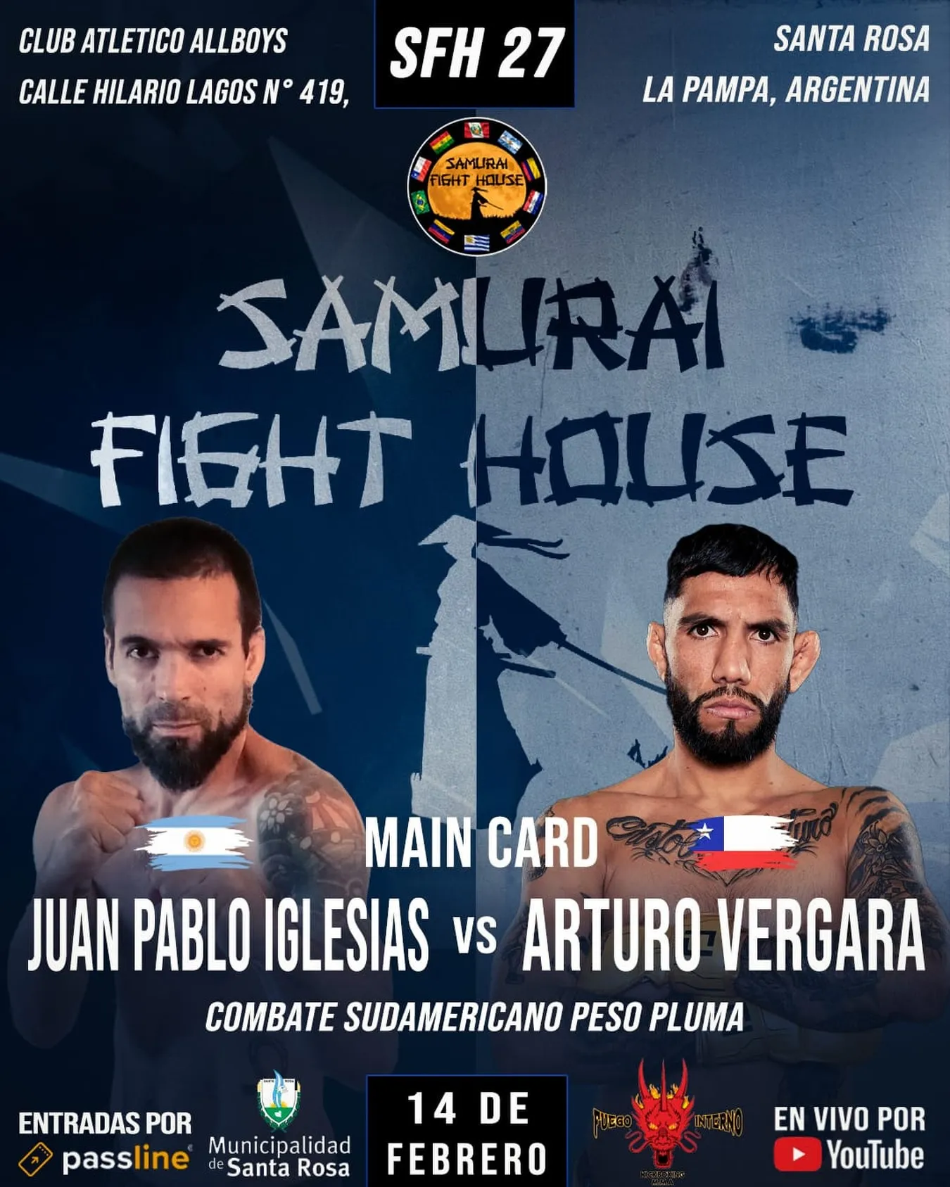 Arturo Vergara tendrá acción el próximo 14 de febrero en Argentina. (Foto: samuraifighthouse)