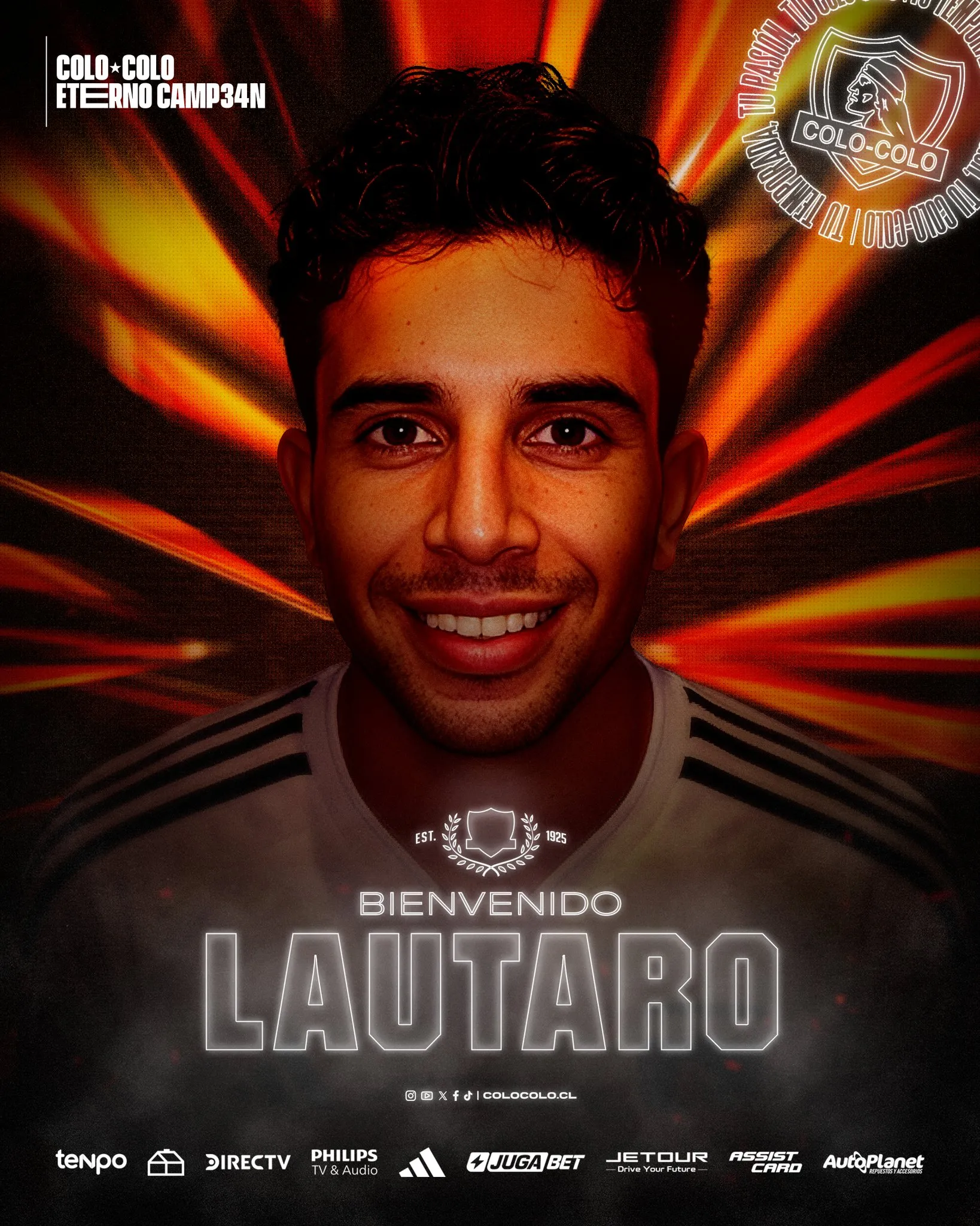 Con esta imagen el Cacique oficializó a Lautaro Pastrán como quinto refuerzo. | Foto: Colo Colo.