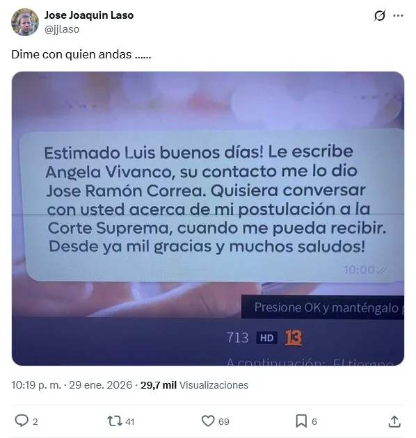 El polémico posteo contra Correa.