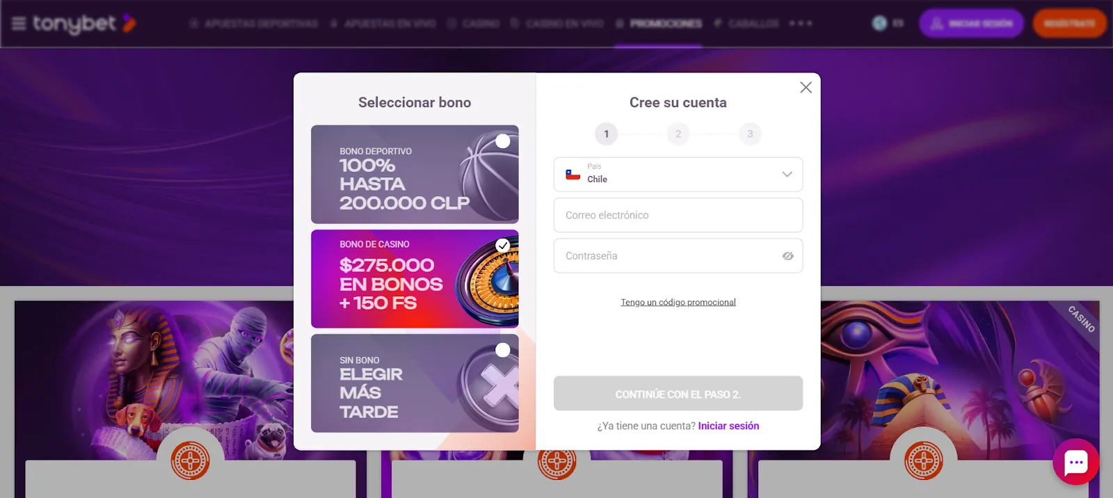 Tonybet casino chile