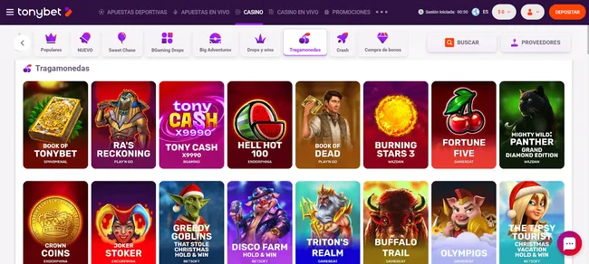 Tonybet casino juegos