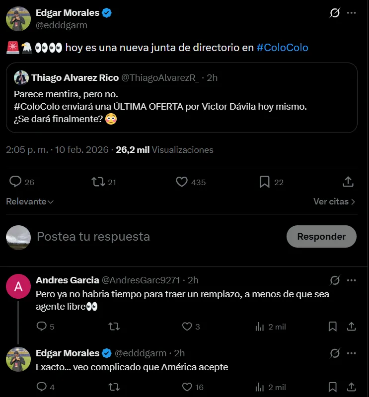 En México ven complicada la salida de Dávila a Colo Colo. Foto: Captura de X.