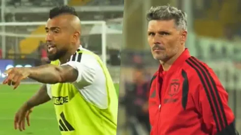 Vidal pasó por encima de Ortiz al borde de la cancha.
