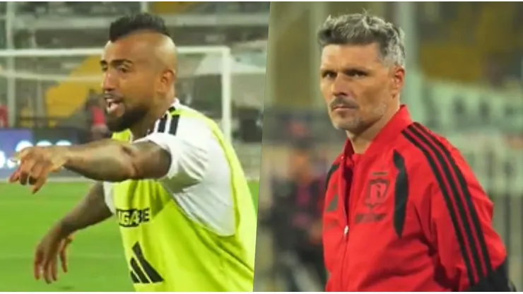 Vidal pasó por encima de Ortiz al borde de la cancha.