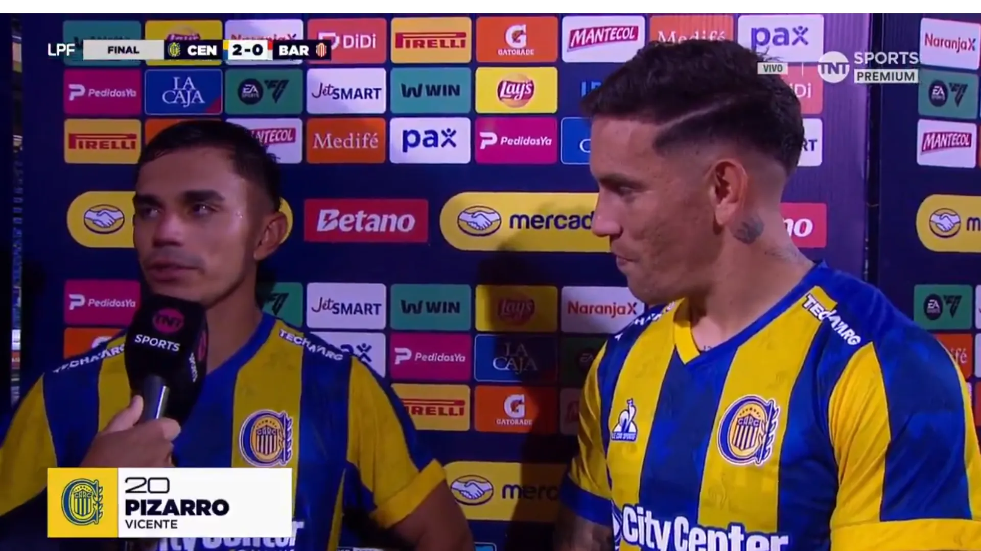 Vicente Pizarro y Enzo Copetti juntos en vivo. (Foto: TNT Sports Argentina).