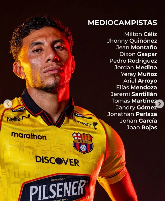 Los mediocampistas que inscribió Barcelona en la Libertadores. (Captura SC Barcelona).