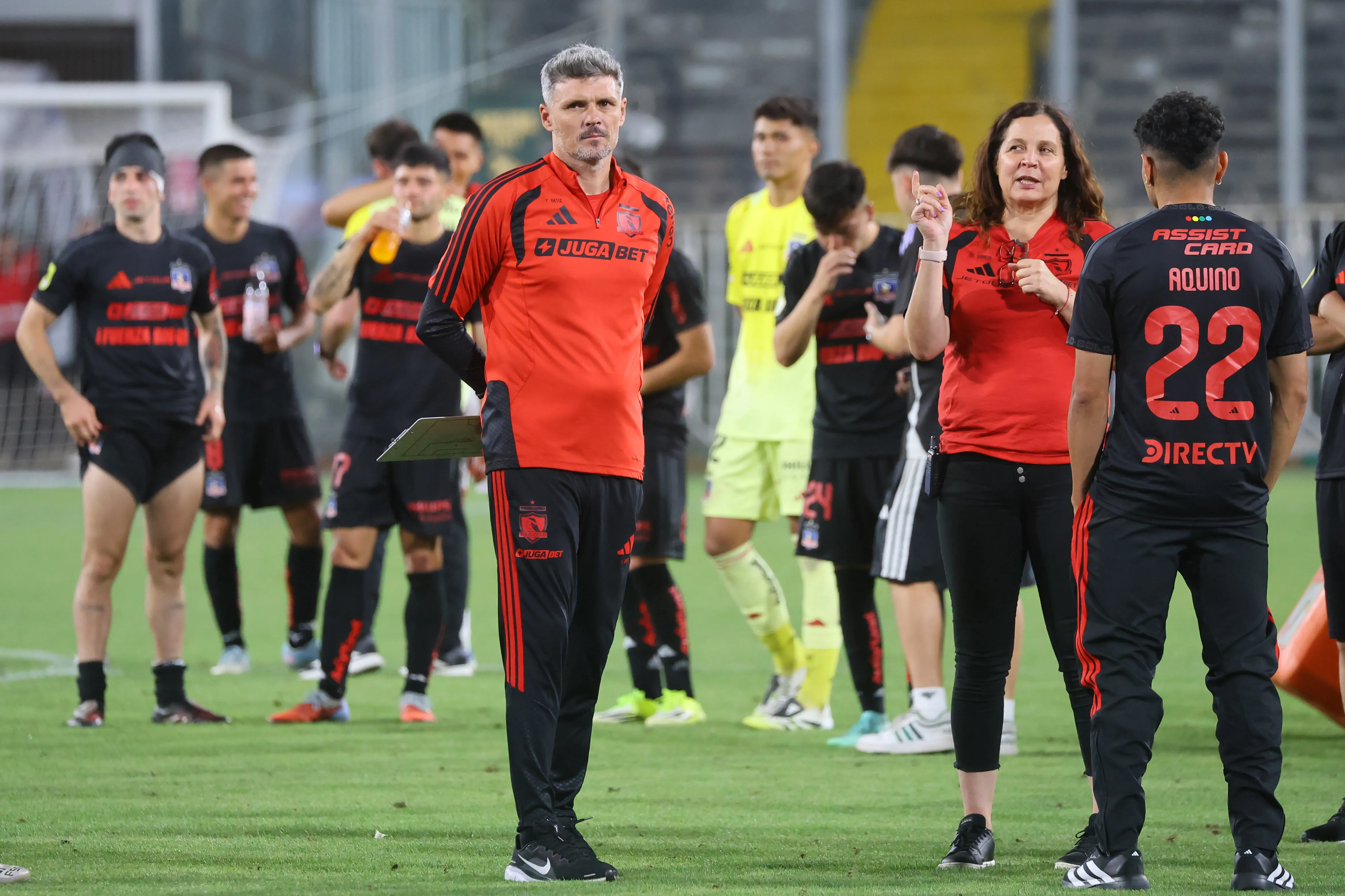Fernando Ortiz y Claudio Aquino en la Noche Alba Solidaria vs Unión Española. (Jonnathan Oyarzun/Photosport).