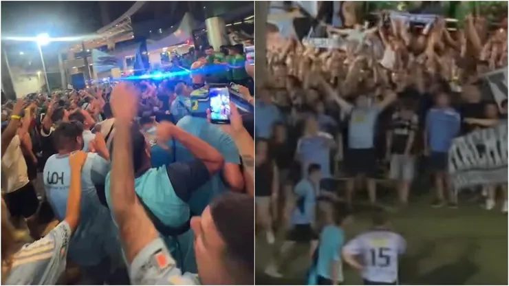 Hinchas de O'Higgins acompañan al equipo para duelo con Bahía.