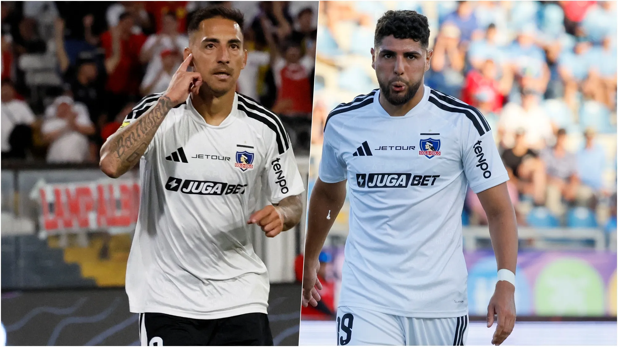 Javier Correa y Maximiliano Romero serán titulares en la formación de Colo Colo contra la U. Foto: Photosport.