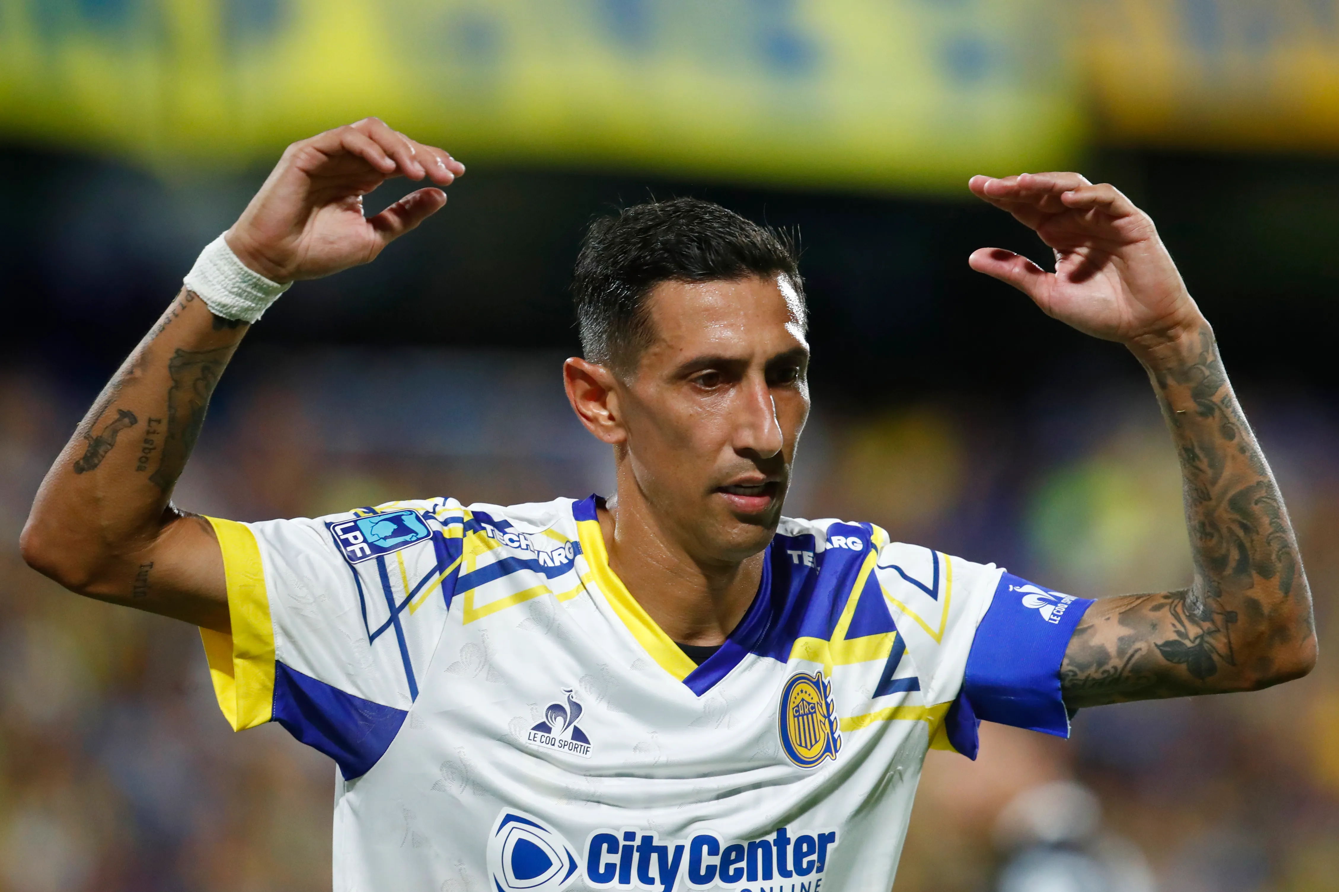Ángel di María, la gran figura de Rosario Central, que también tiene al chileno Vicente Pizarro. (Marcos Brindicci/Getty Images).