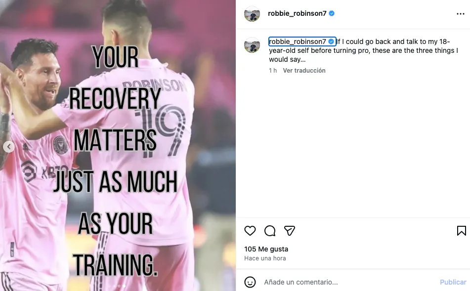 La publicación de Robbie Robinson en Instagram
