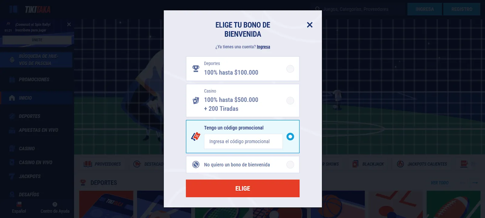 Código promocional TikiTaka